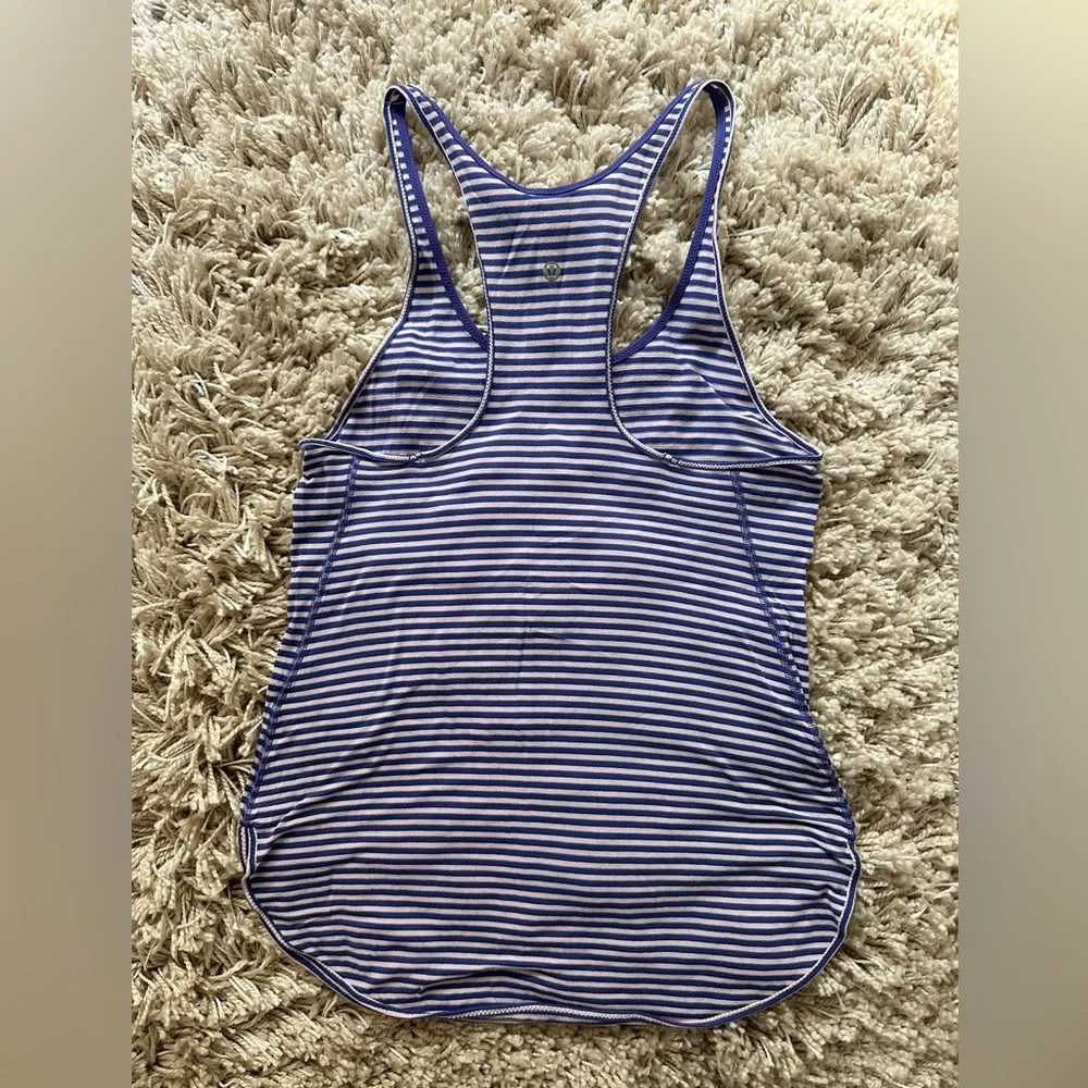 Lululemon What The Sport Singlet Tank Purple Stripe Athletic Activewear